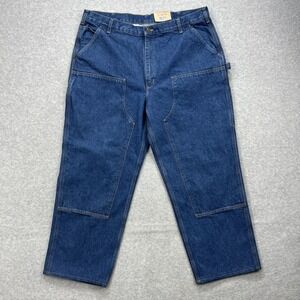 Carhartt Jeans Mens 42x30 Blue Denim Pants Double Knee Front Carpenter Loose NEW